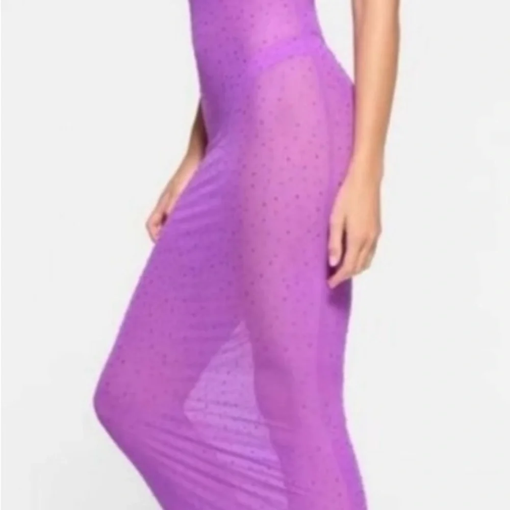 SKIMS Purple Sheer Polka Dot Swim Coverup Dress